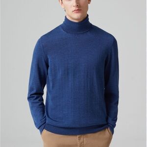 Piombo Men's Blue Turtleneck Sweater Size XXL 100% Merino Wool